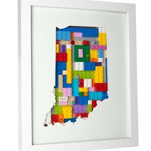 Lego Red and Blue Mixed Media Art Piece